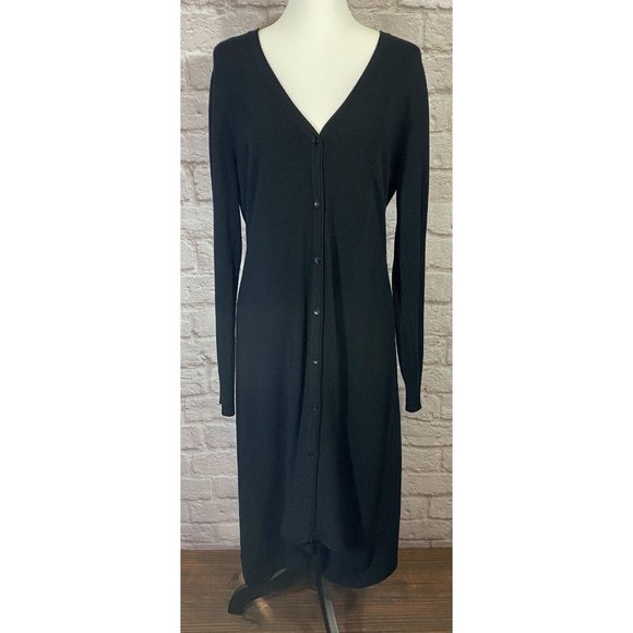 Soft Surroundings Dresses & Skirts - SOFT SURROUNDINGS Sweater Dress M Black Button Front Asymmetrical Ribbing 9438